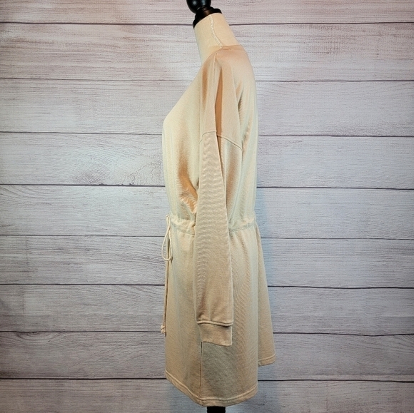 MISSGUIDED Pocket Detail Tie Waist Sweater Mini Dress Cream Tan Size 4 - Picture 6 of 12
